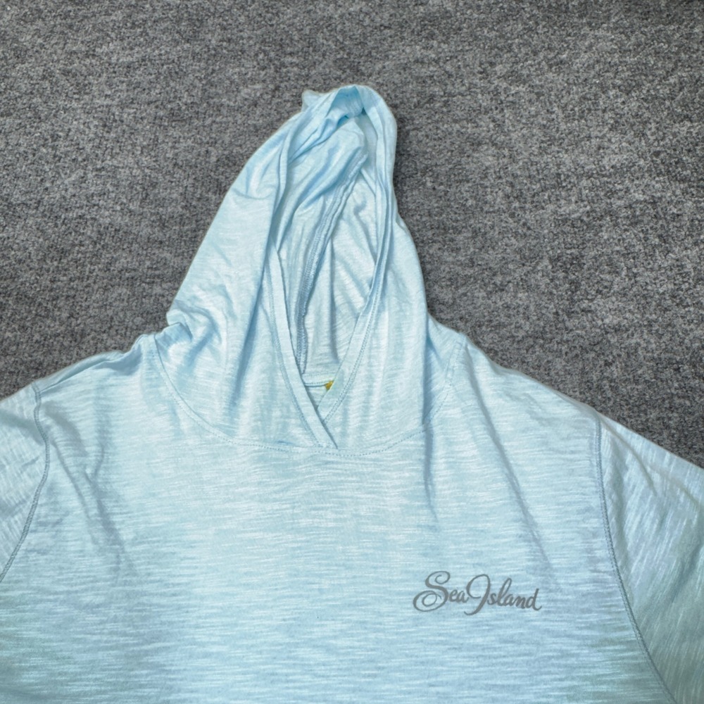 Tasc Performance Sea Island Hoodie Mens Large Blue Bamboo Sun Shirt Active